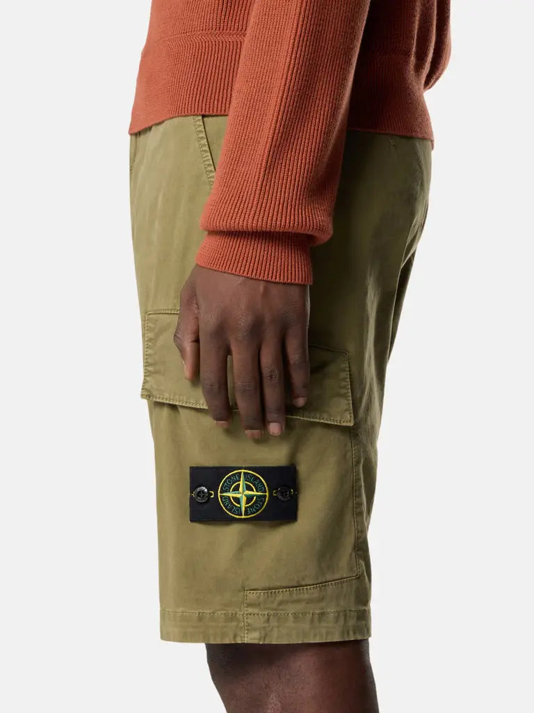 Short cargo en sergé brisé de coton bio extensible. - CALVERO