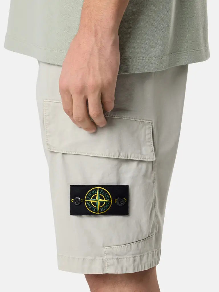 Short cargo en sergé brisé de coton bio extensible. - CALVERO