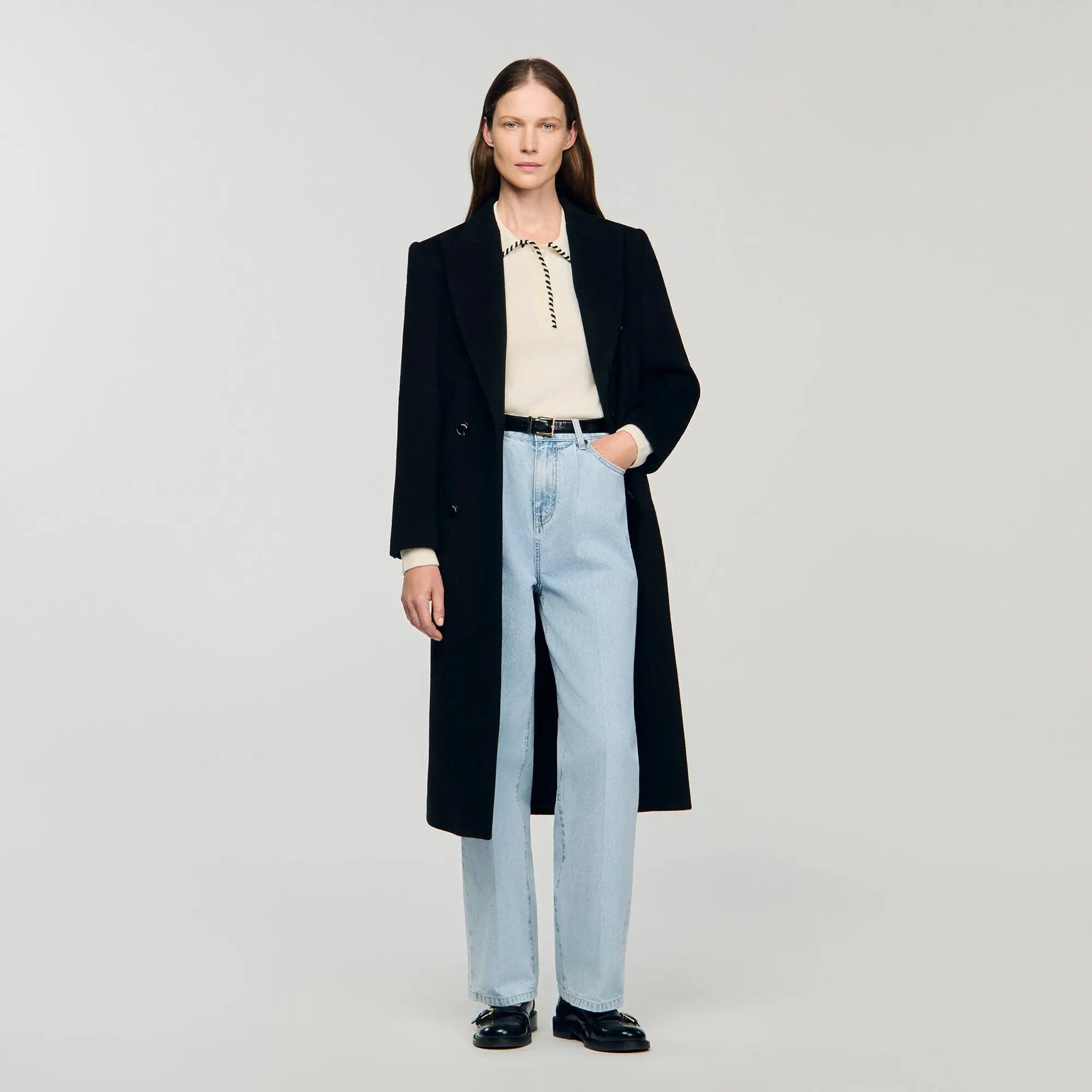 Pull en maille à col polo contrasté - CALVERO