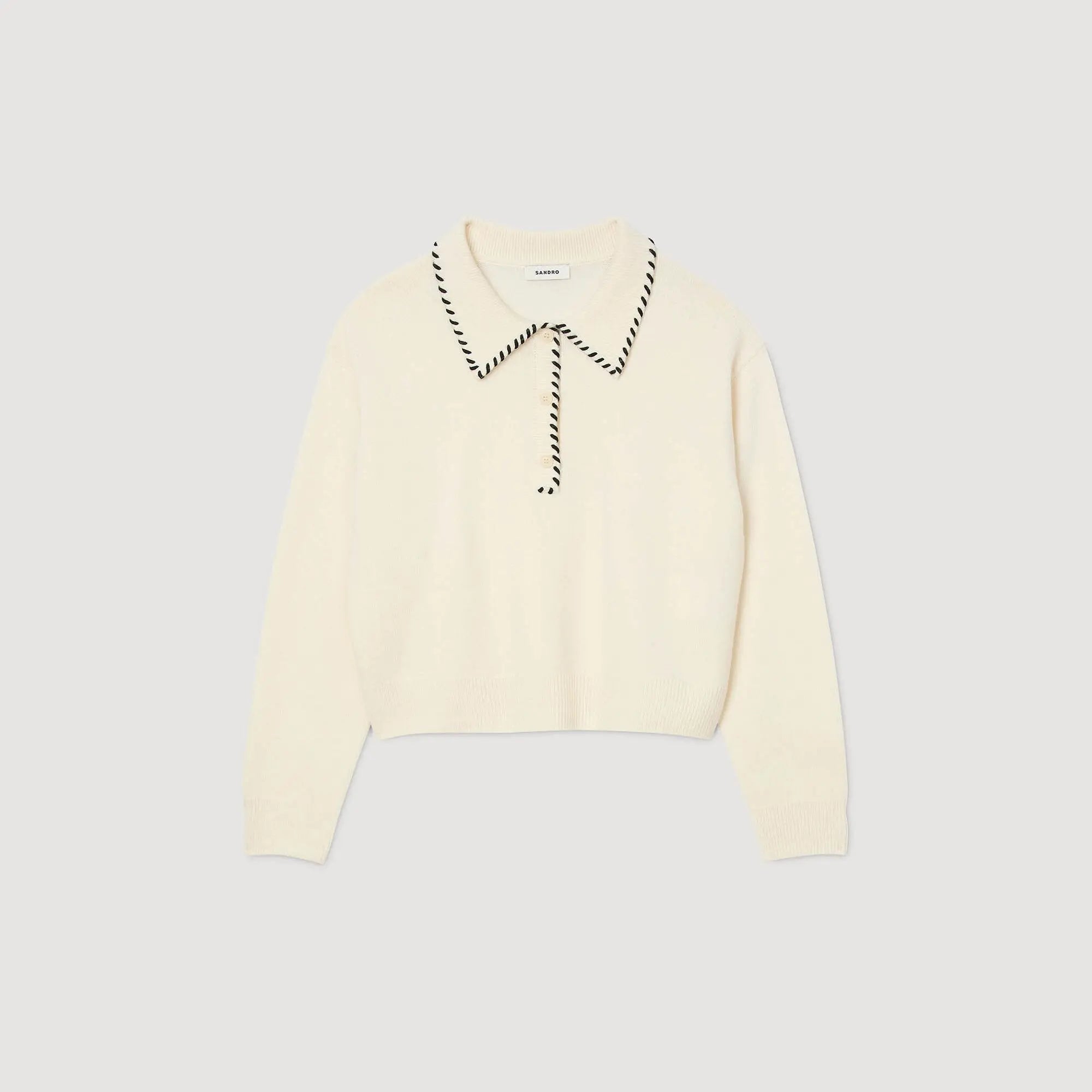 Pull en maille à col polo contrasté - CALVERO