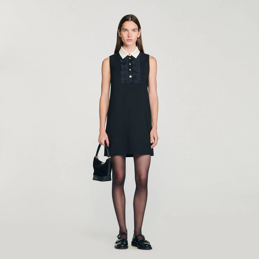Robe courte à col contrasté - CALVERO