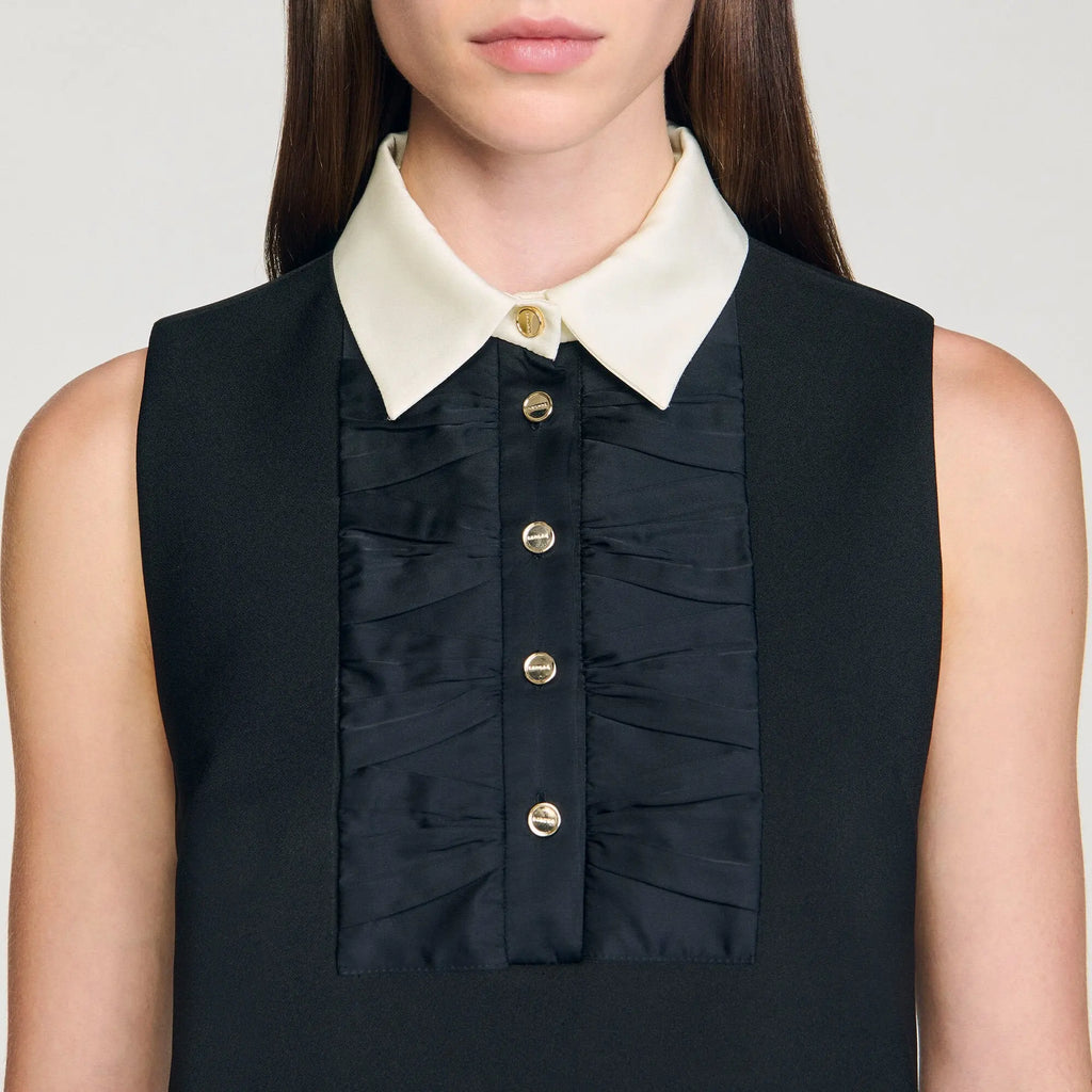 Robe courte à col contrasté - CALVERO