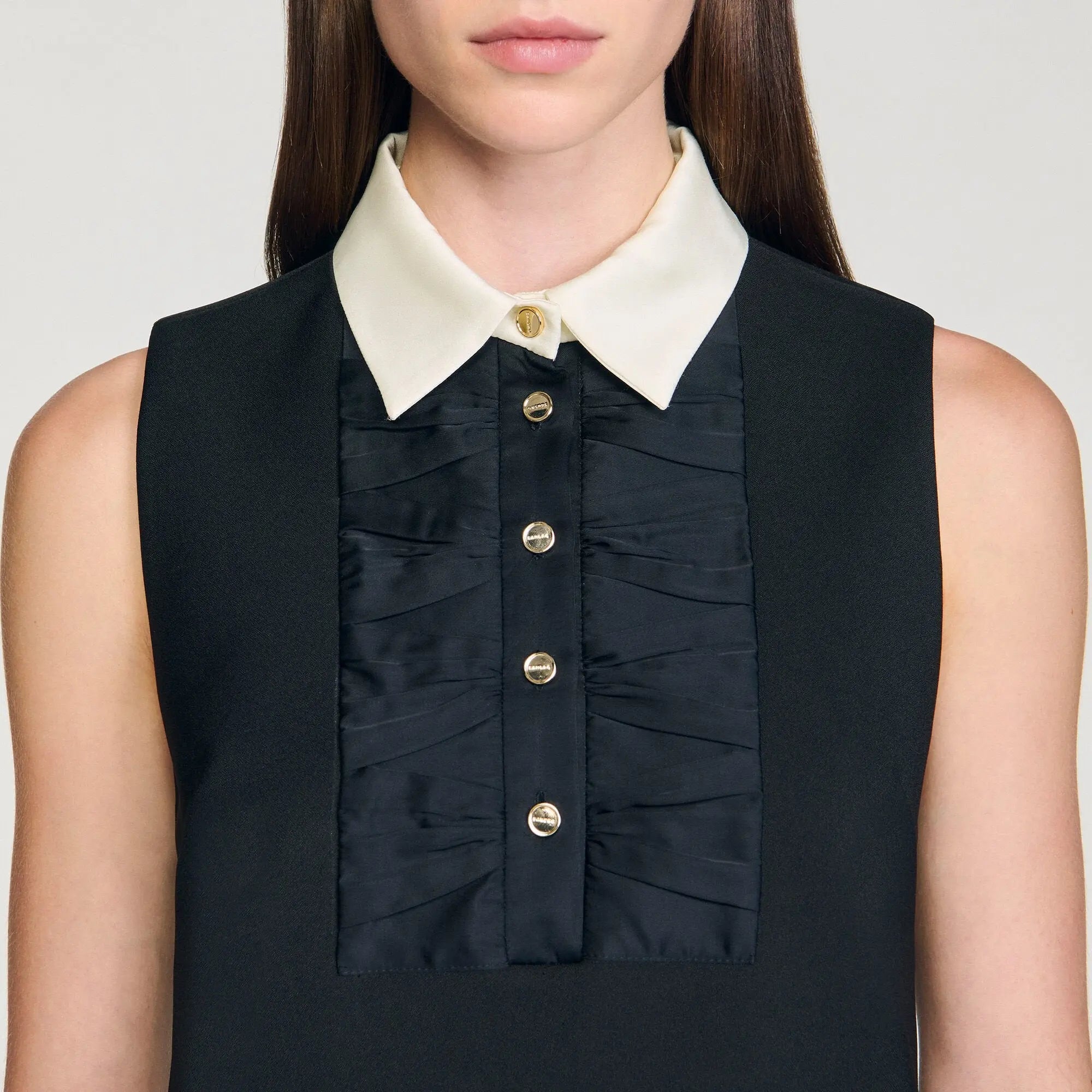 Robe courte à col contrasté - CALVERO