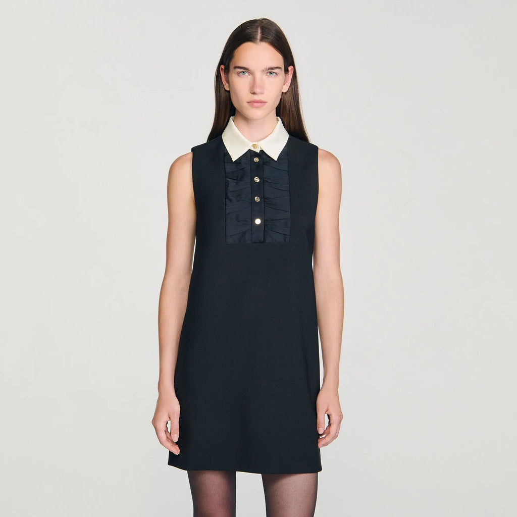 Robe courte à col contrasté - CALVERO