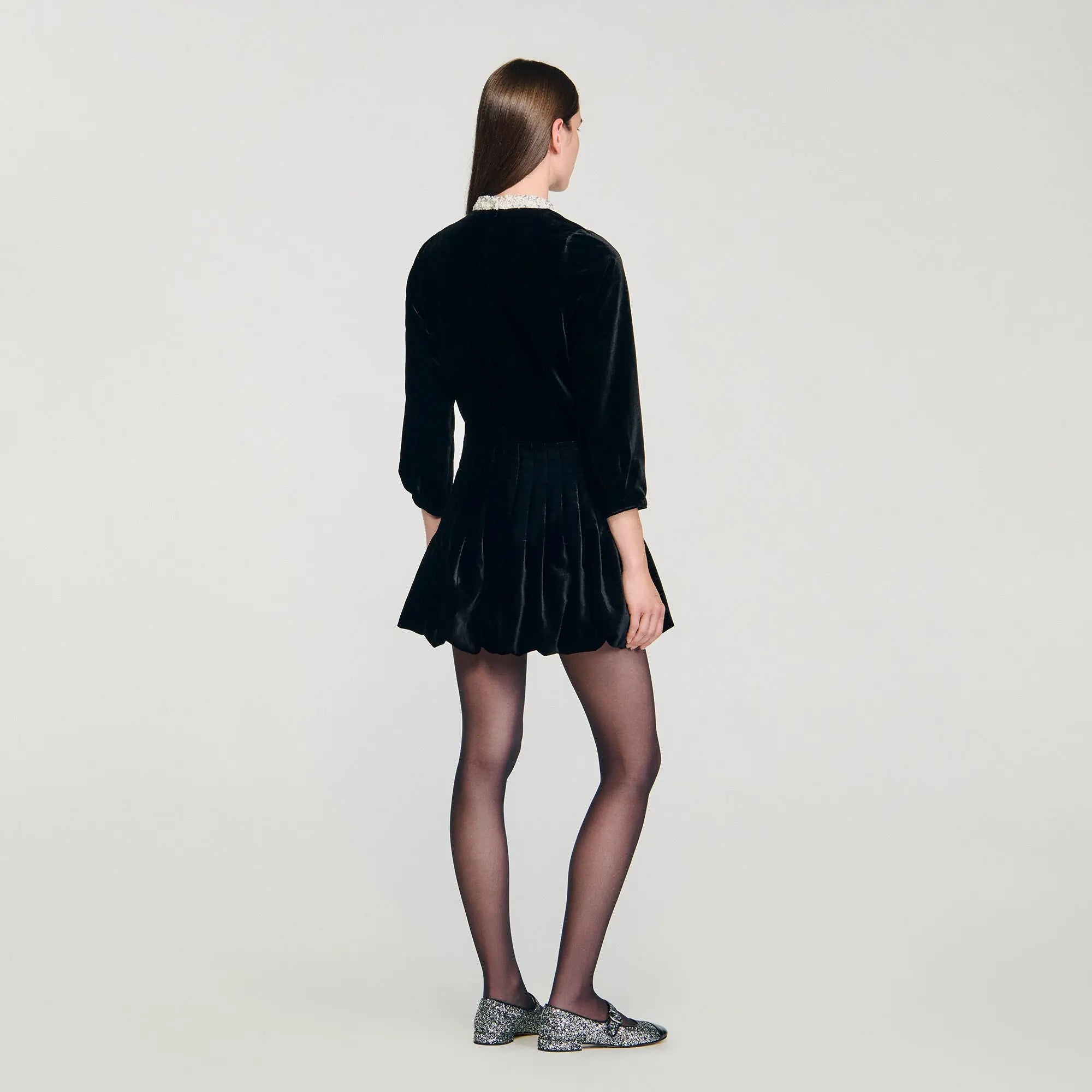 Robe courte en velours perlée - CALVERO
