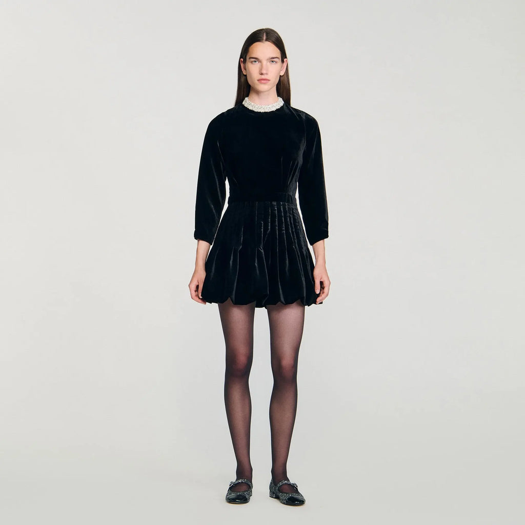 Robe courte en velours perlée - CALVERO