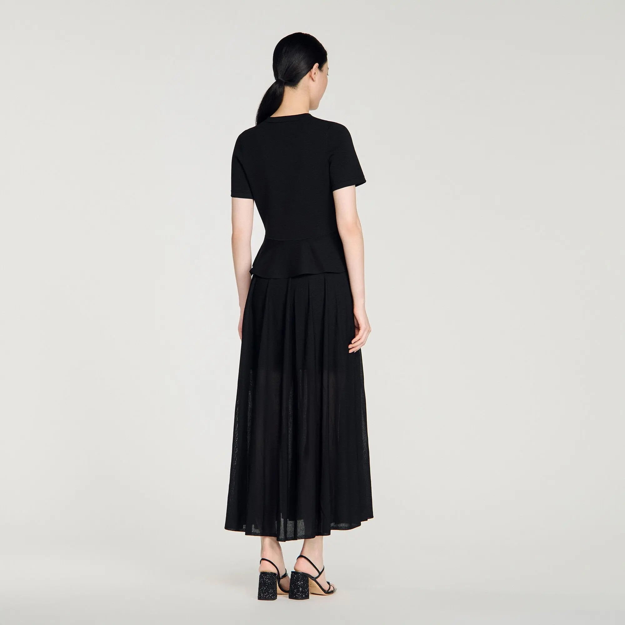 Robe longue en maille à basque - CALVERO