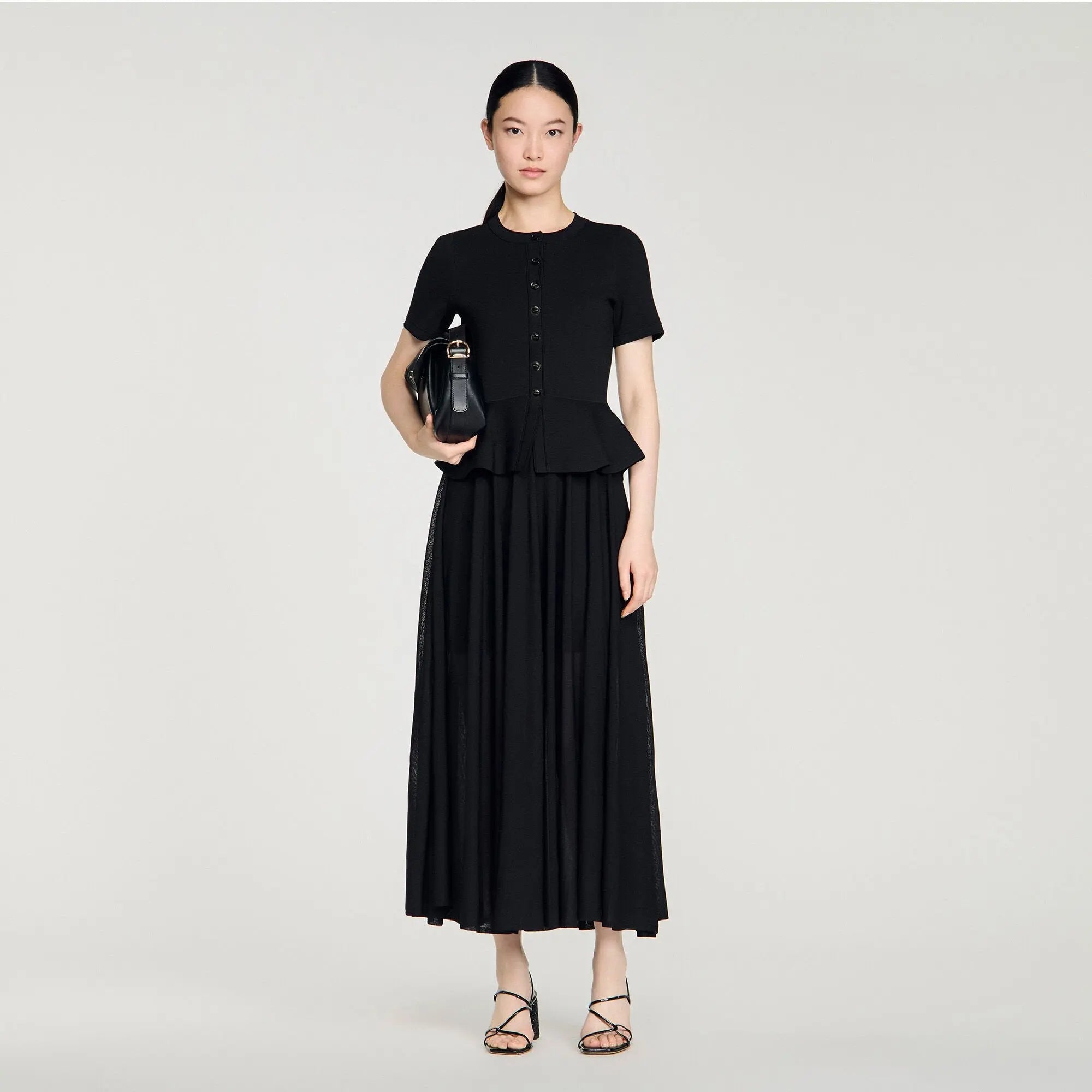 Robe longue en maille à basque - CALVERO