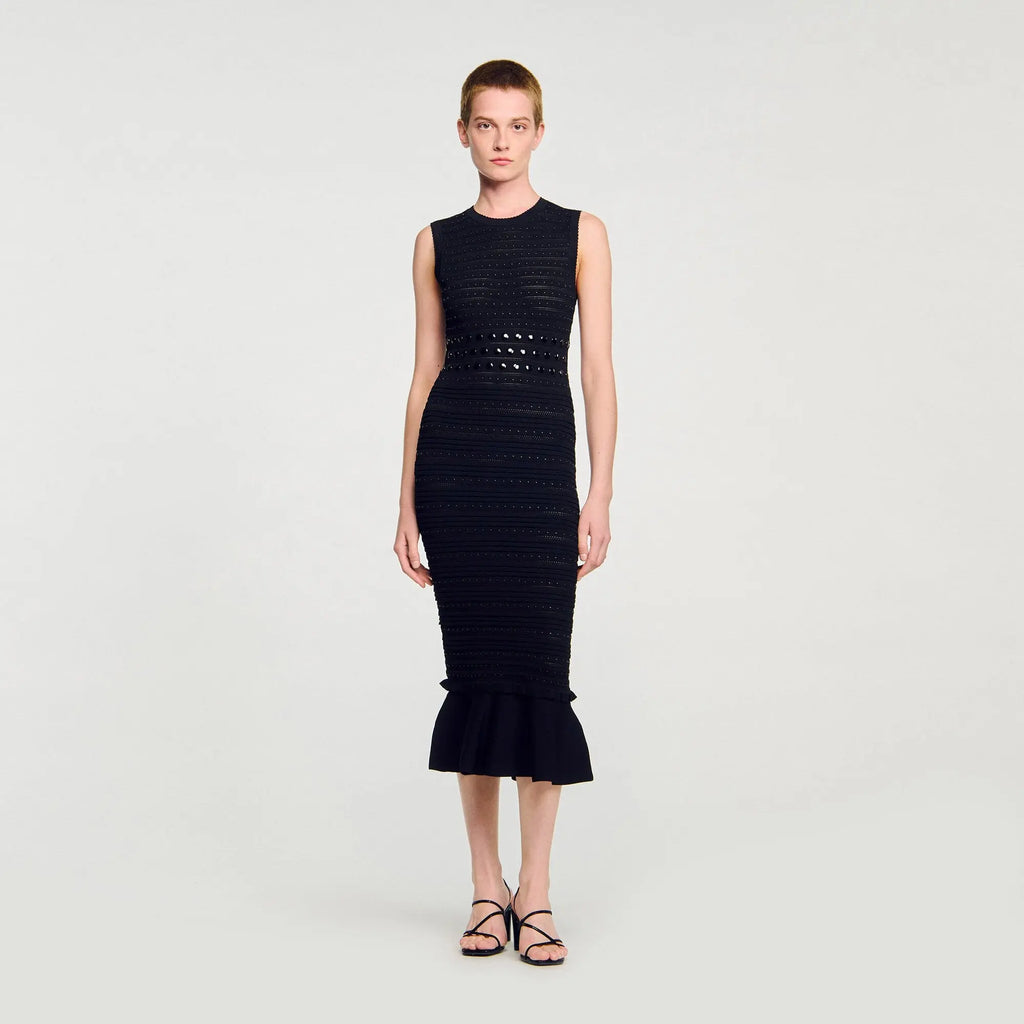 Robe longue en maille à studs - CALVERO