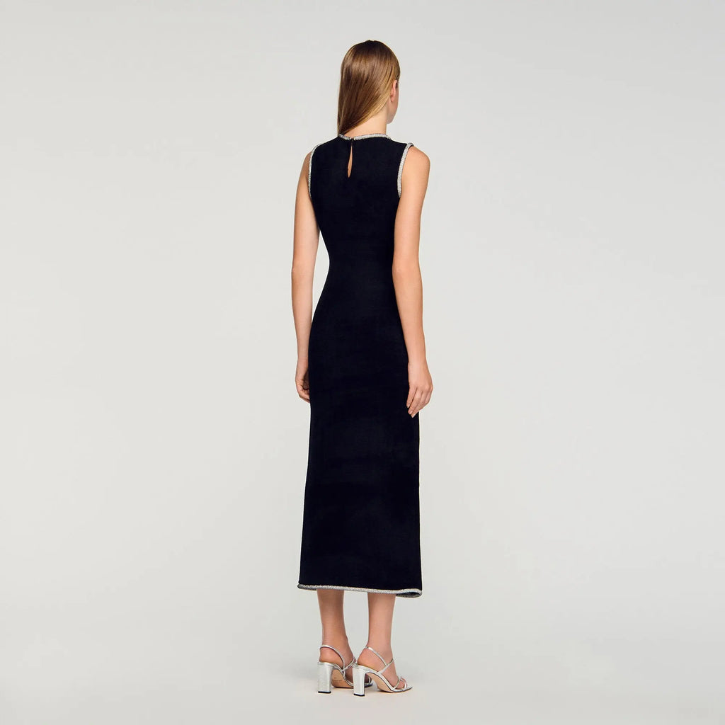 Robe longue fendue strassée - CALVERO
