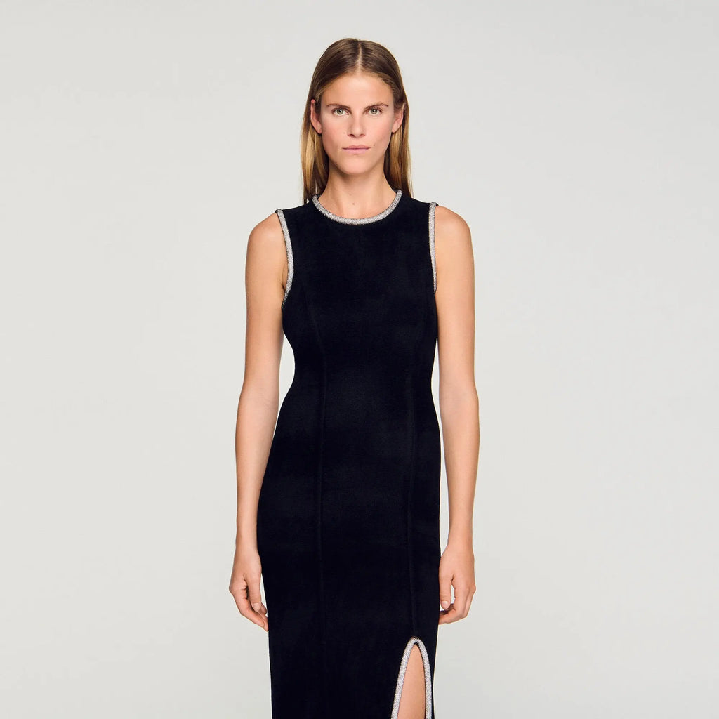 Robe longue fendue strassée - CALVERO