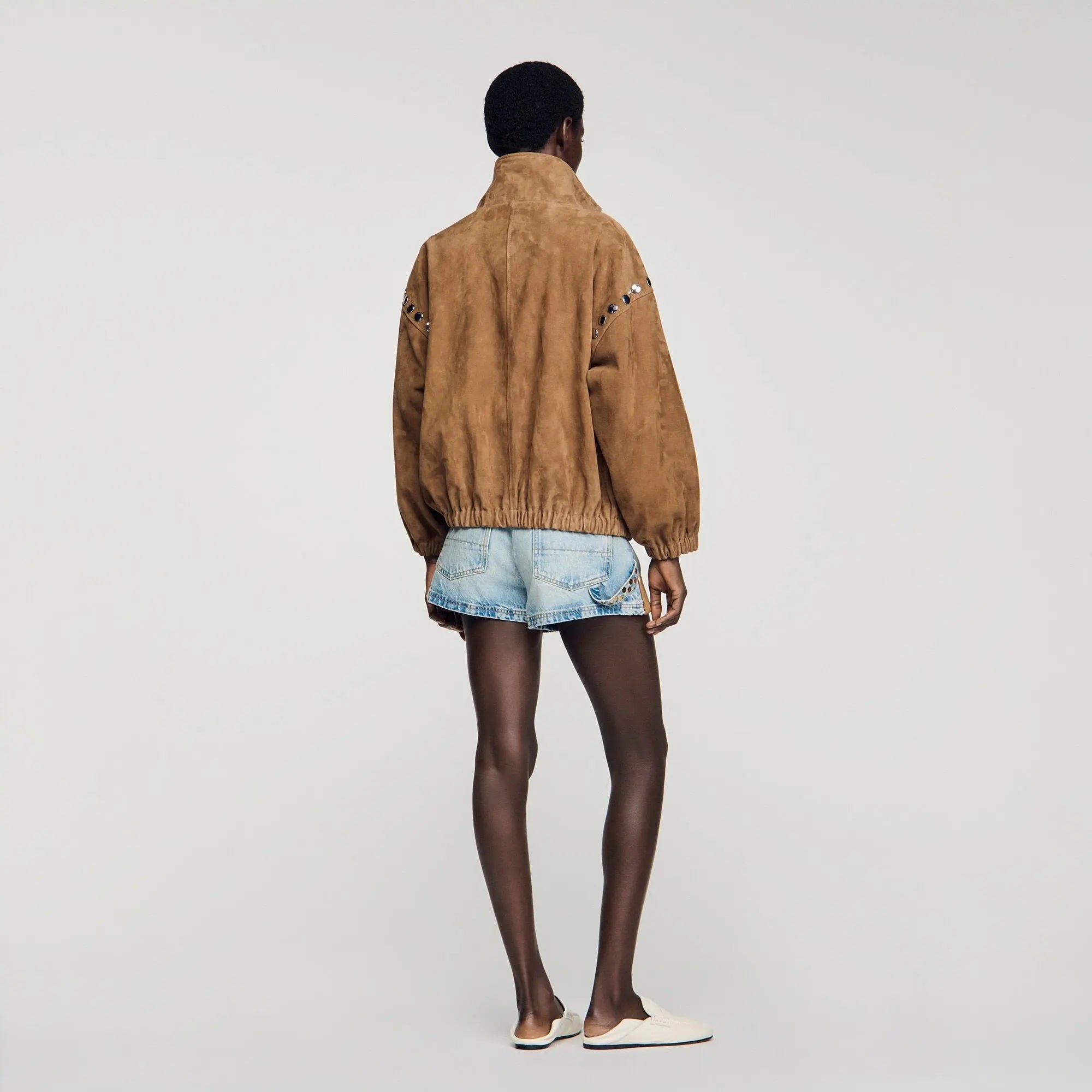 Blouson en suède à studs - CALVERO