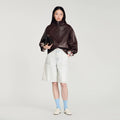 Blouson oversize en cuir zippé - CALVERO
