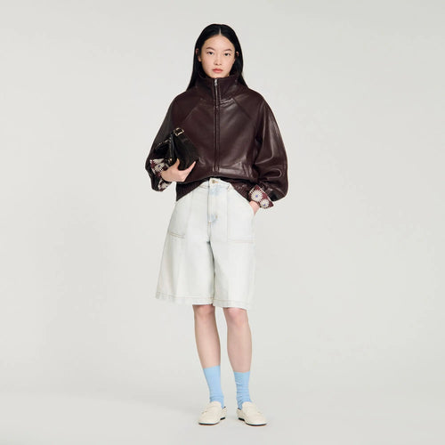 Blouson oversize en cuir zippé - CALVERO