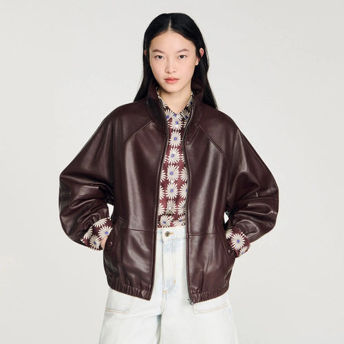 Blouson oversize en cuir zippé - CALVERO