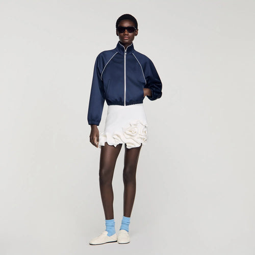 Blouson court satiné logo brodé - CALVERO