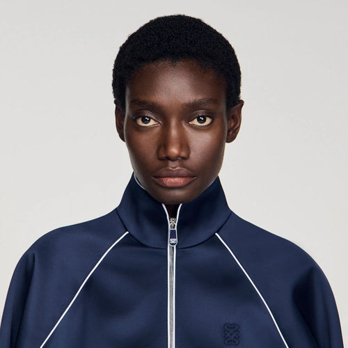 Blouson court satiné logo brodé - CALVERO