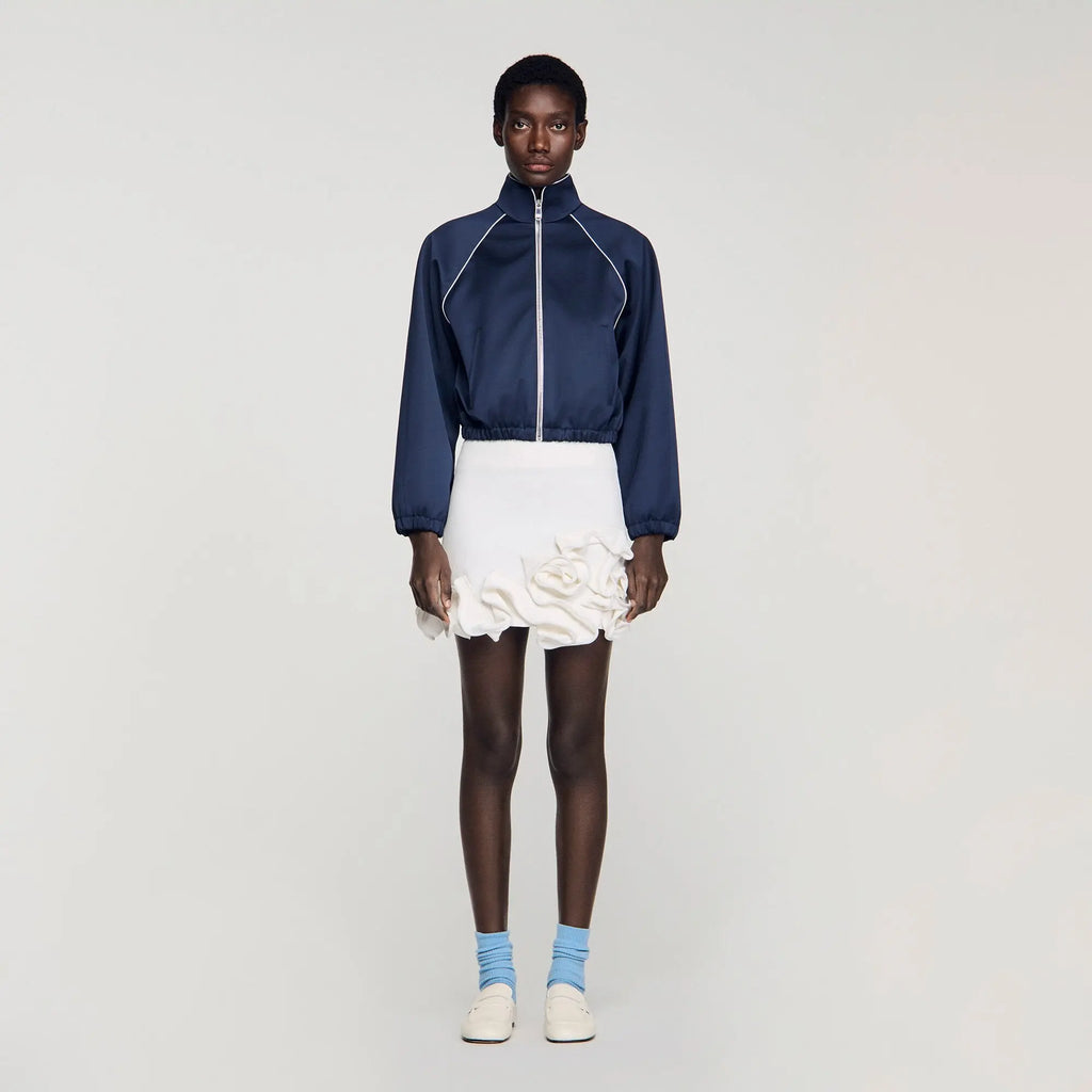 Blouson court satiné logo brodé - CALVERO