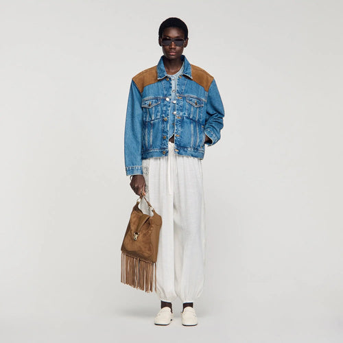 Blouson en denim et cuir suède - CALVERO
