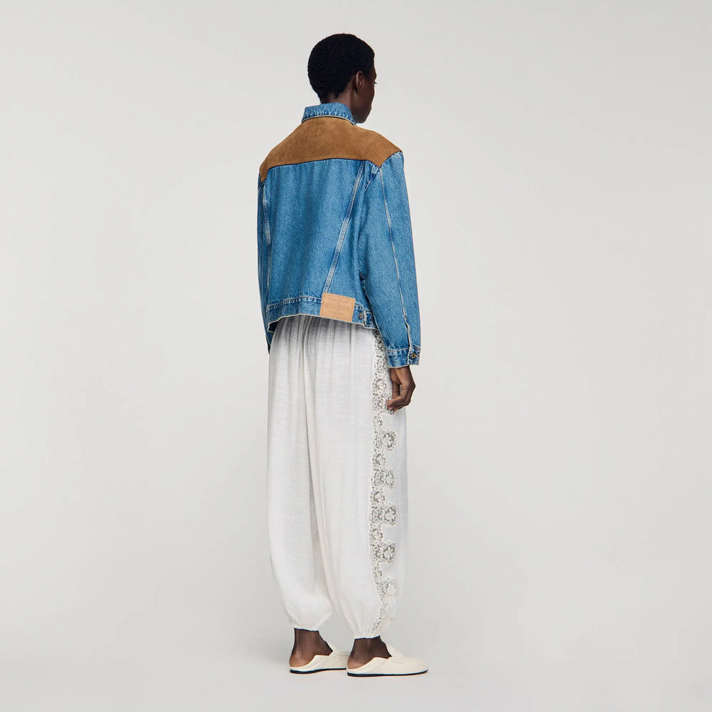Blouson en denim et cuir suède - CALVERO