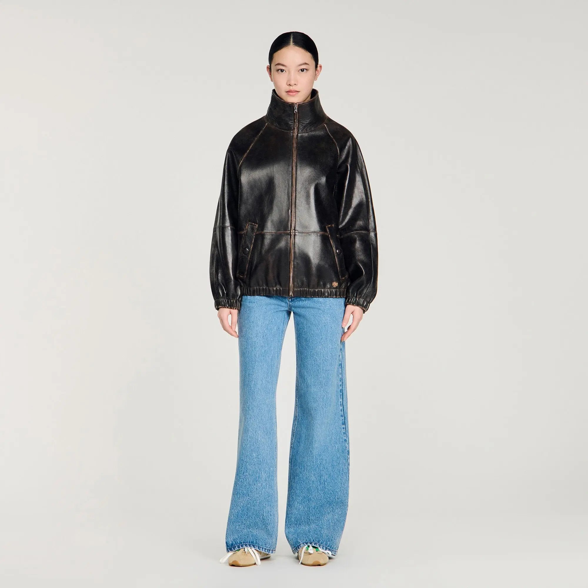 veste en cuir vieilli - CALVERO