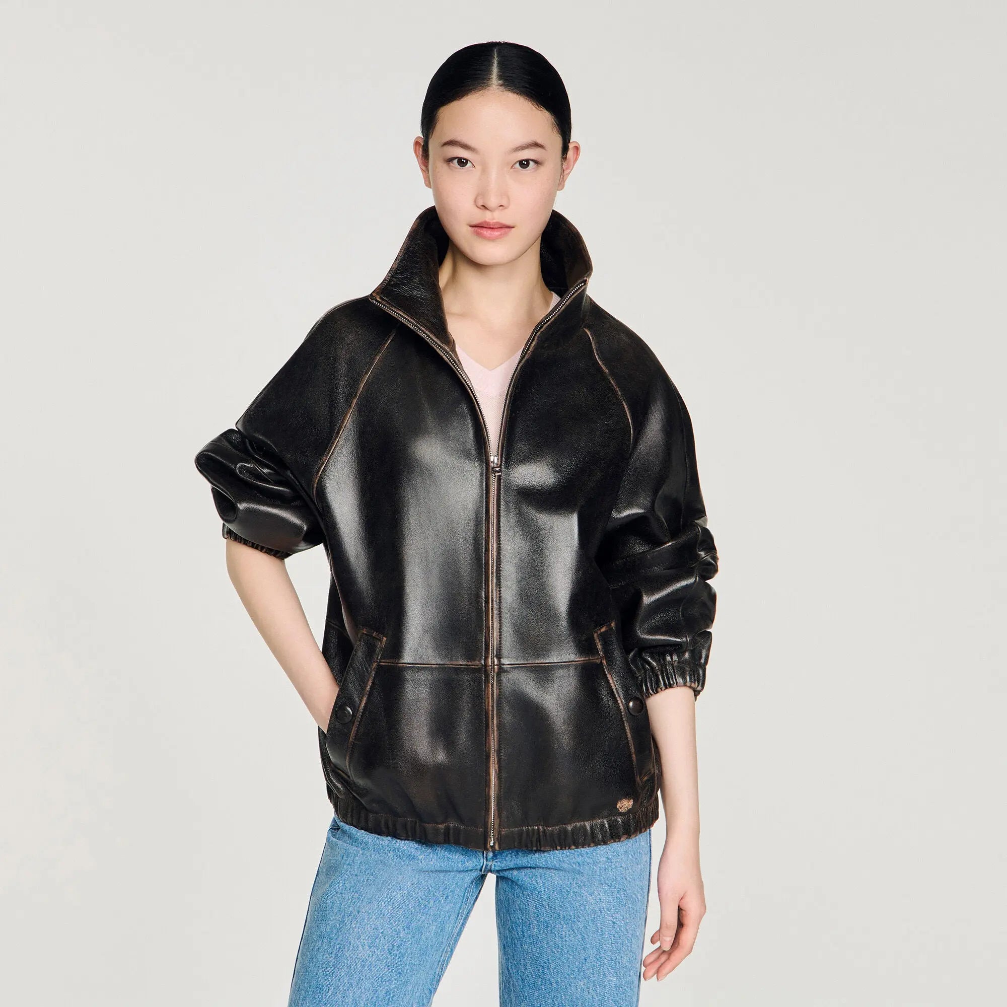 veste en cuir vieilli - CALVERO