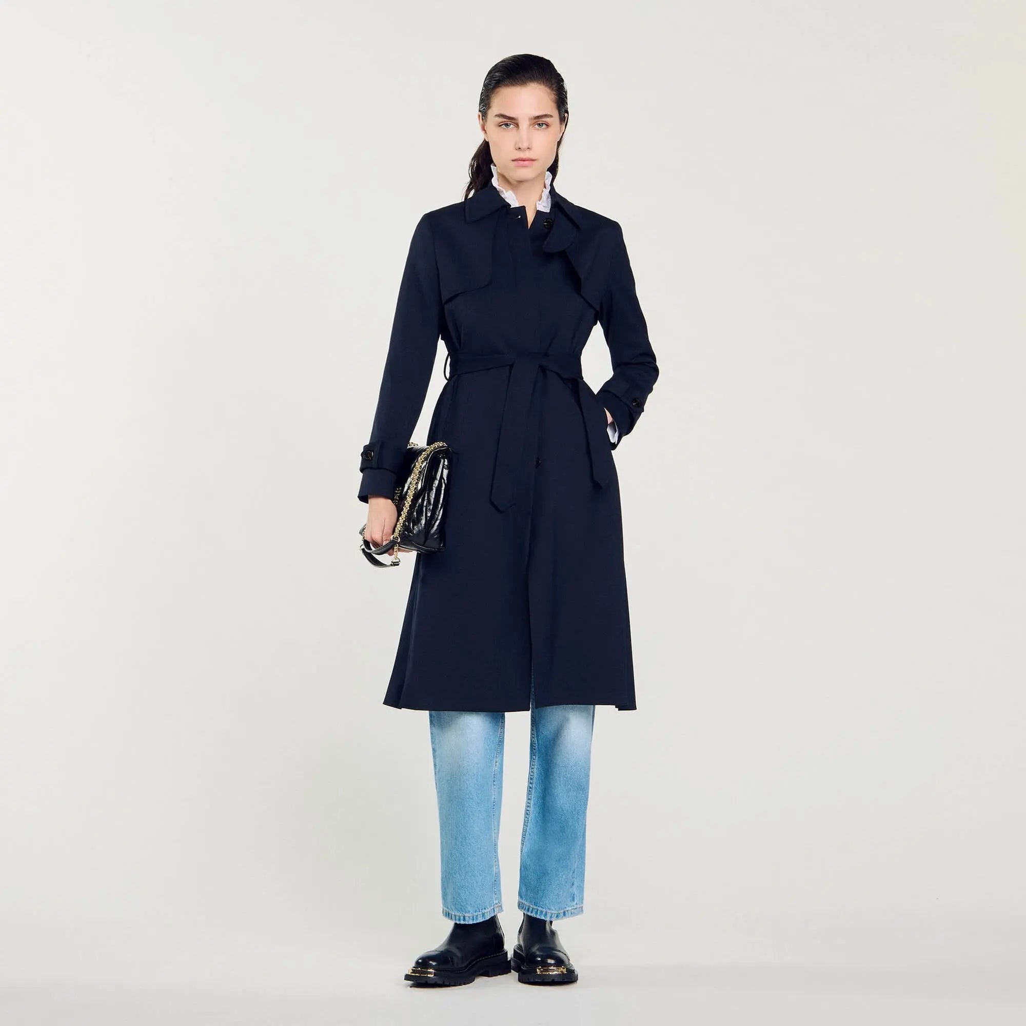 Trench-coat à empiècement plissé - CALVERO