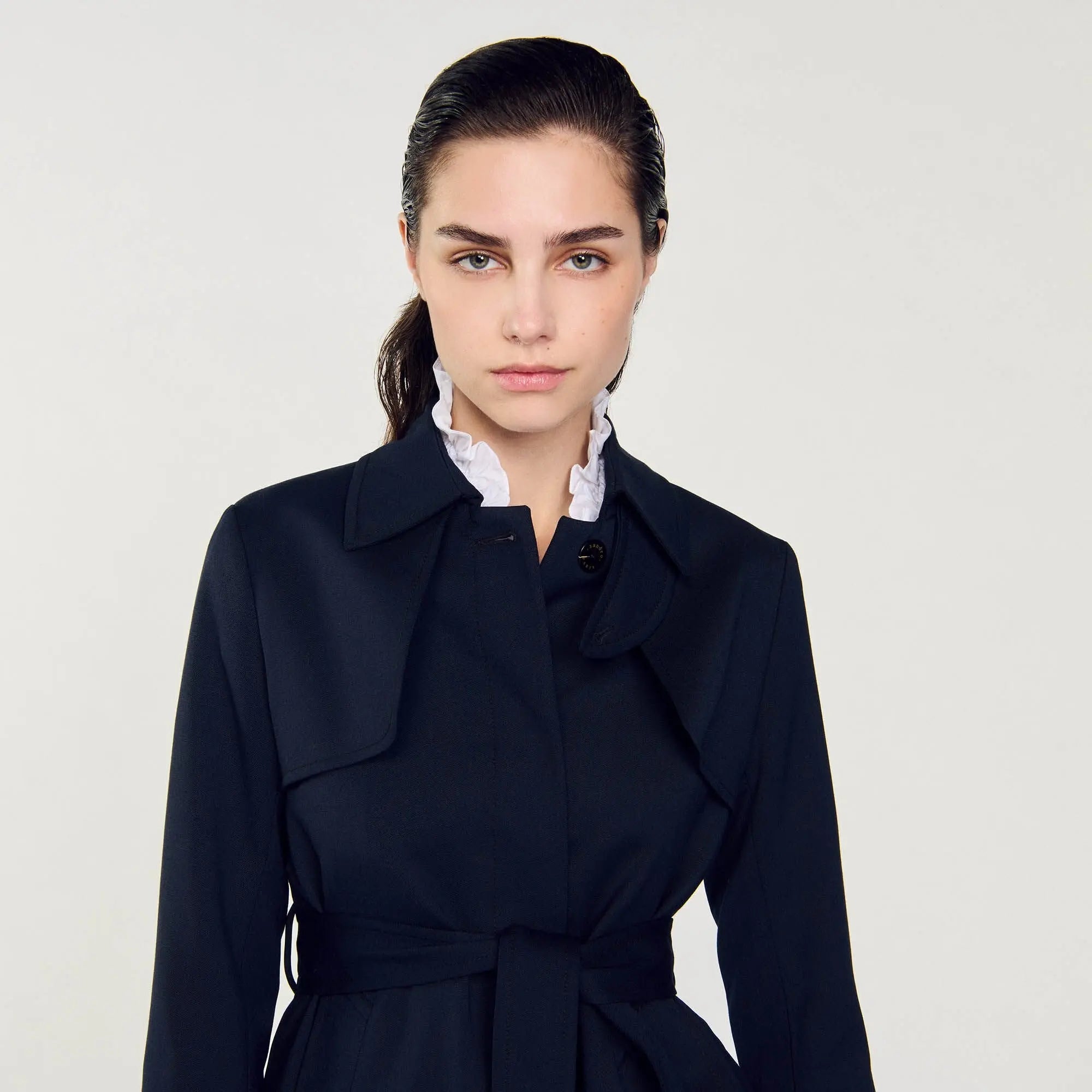 Trench-coat à empiècement plissé - CALVERO