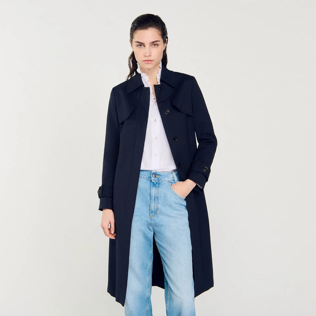 Trench-coat à empiècement plissé - CALVERO