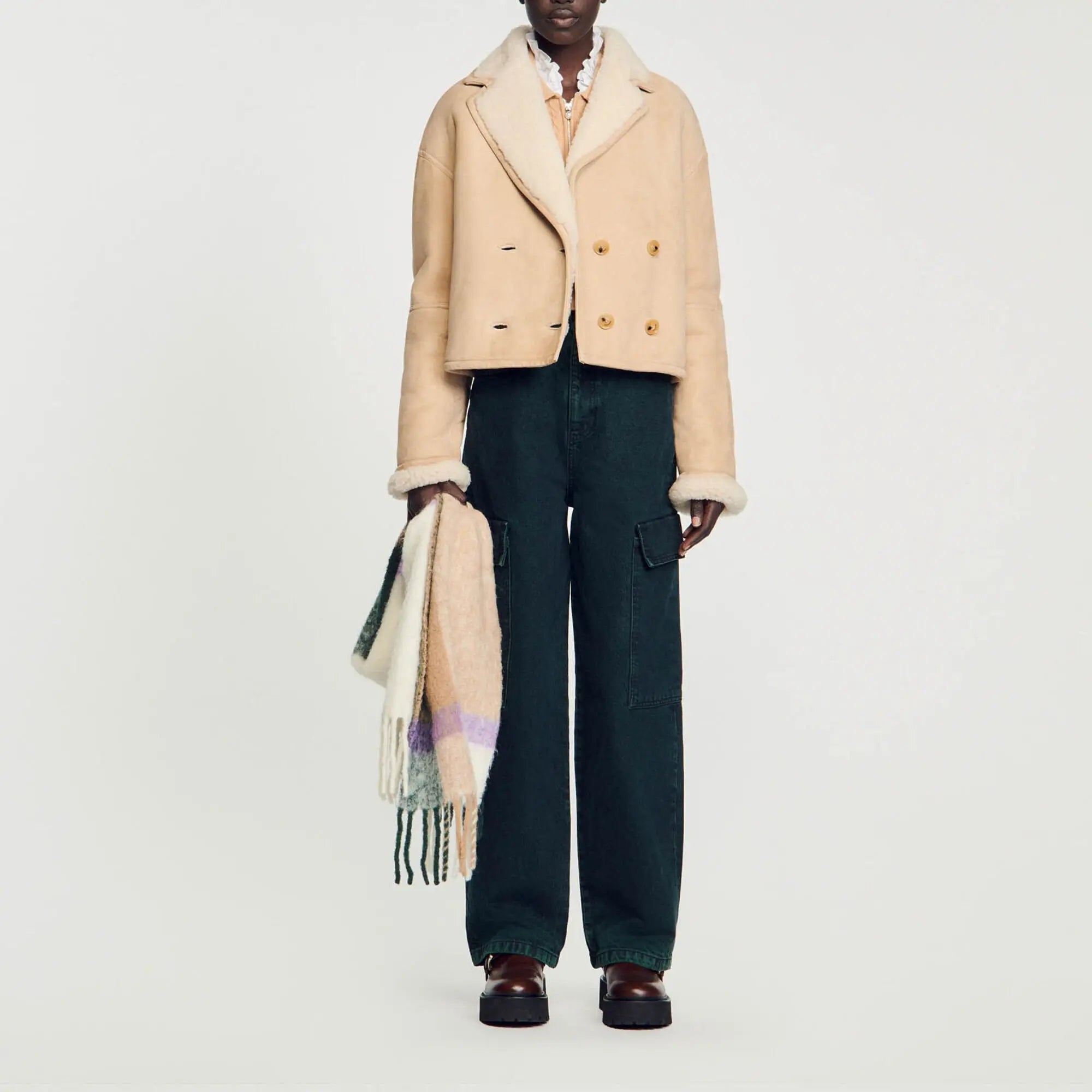 veste courte en peau lainé - CALVERO
