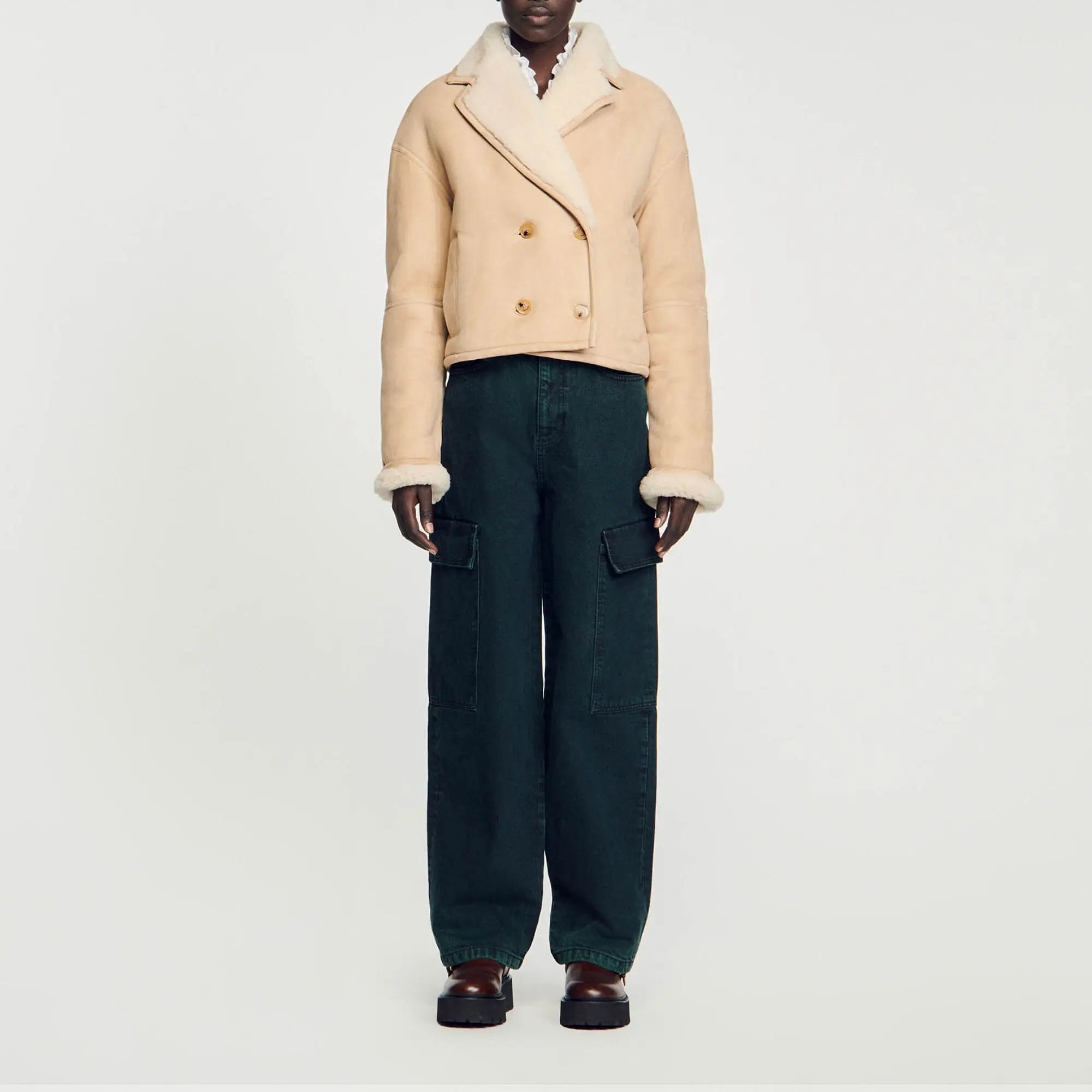 veste courte en peau lainé - CALVERO