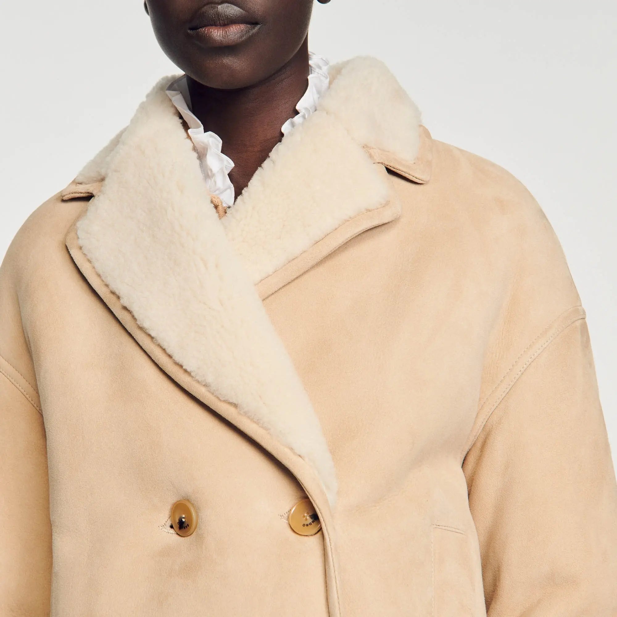 veste courte en peau lainé - CALVERO
