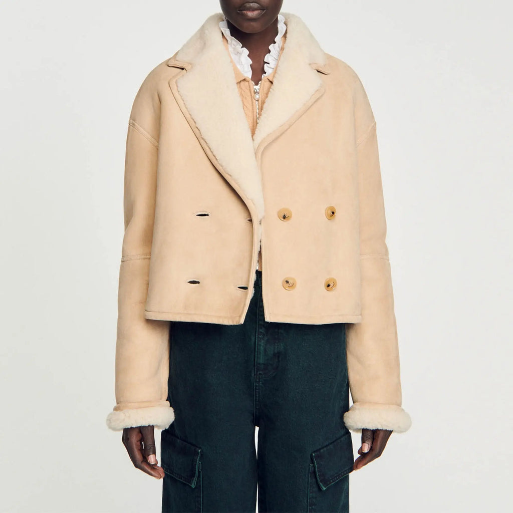 veste courte en peau lainé - CALVERO
