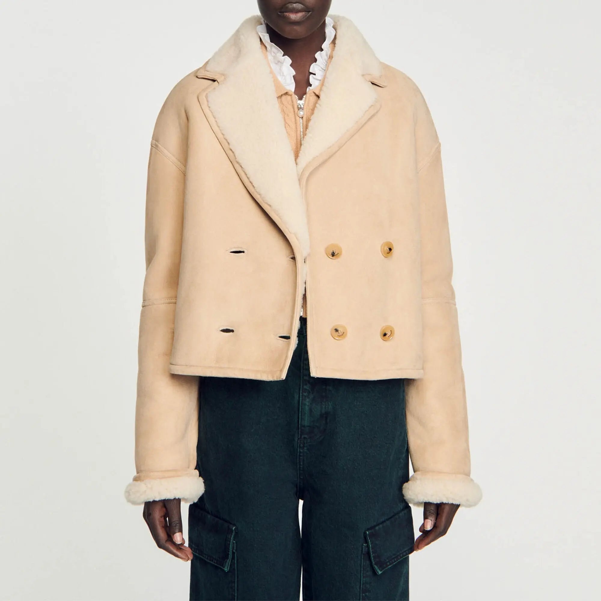 veste courte en peau lainé - CALVERO