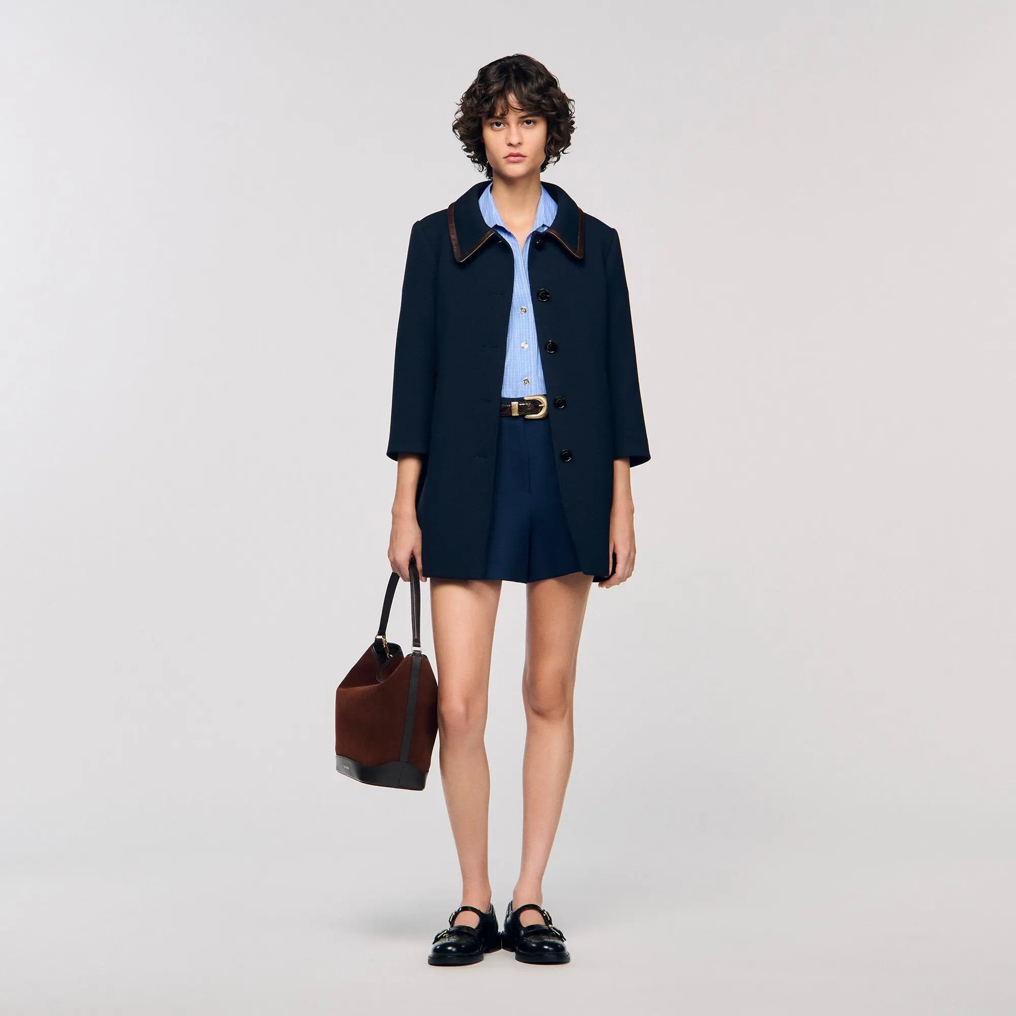 Manteau à garniture en cuir - CALVERO