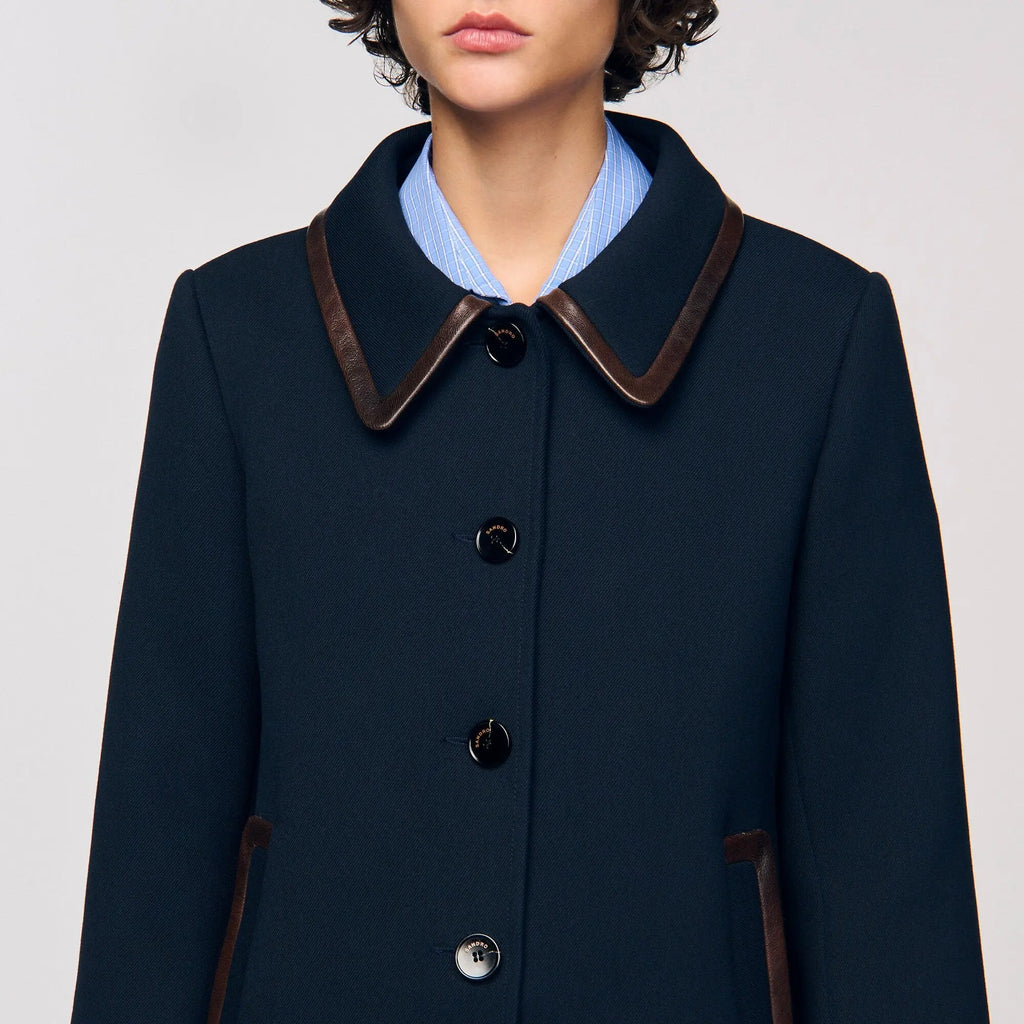 Manteau à garniture en cuir - CALVERO