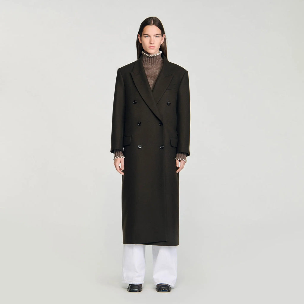 Manteau long à col en velours - CALVERO