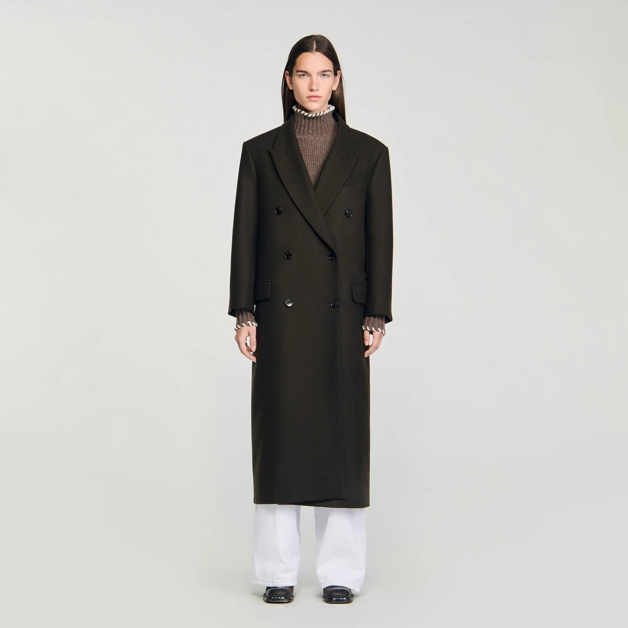 Manteau long à col en velours - CALVERO