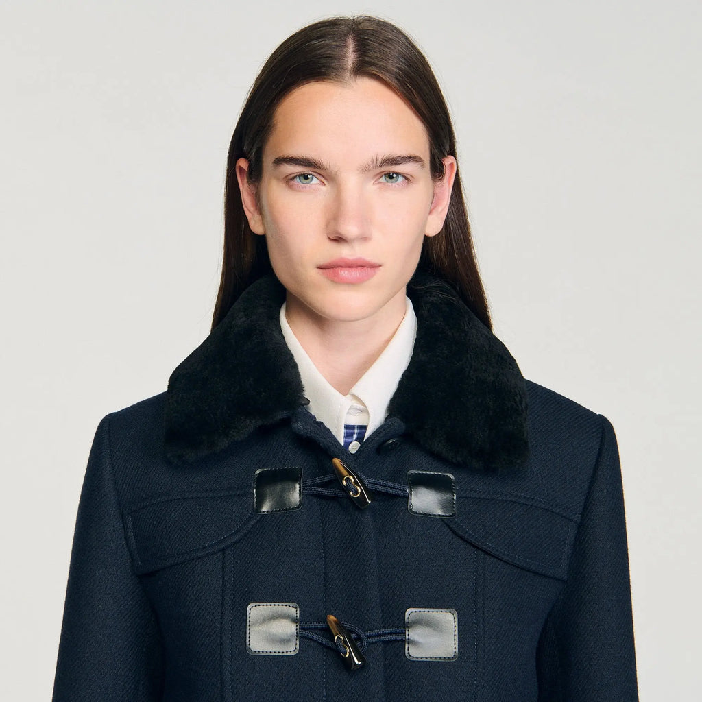 Manteau long à col en velours - CALVERO