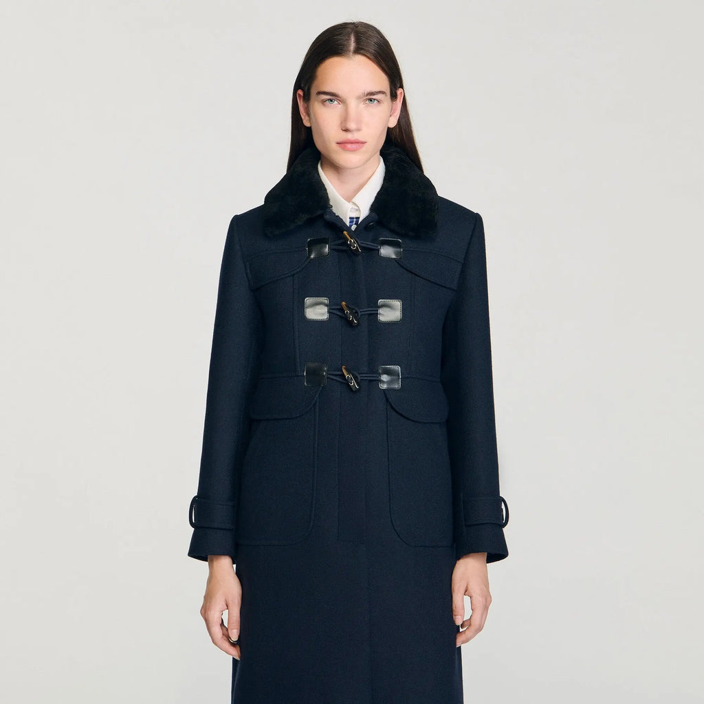 Manteau long à col en velours - CALVERO