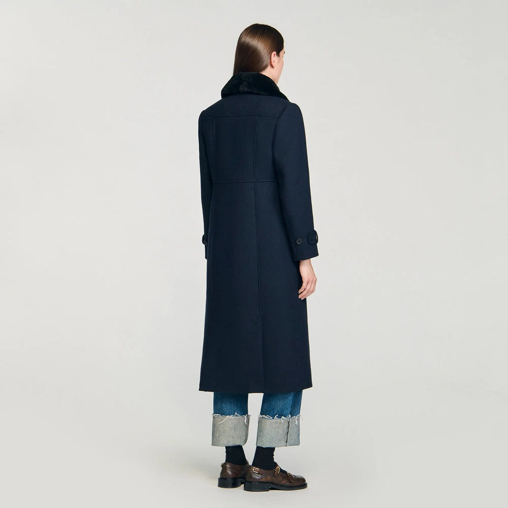 Manteau long à col en velours - CALVERO