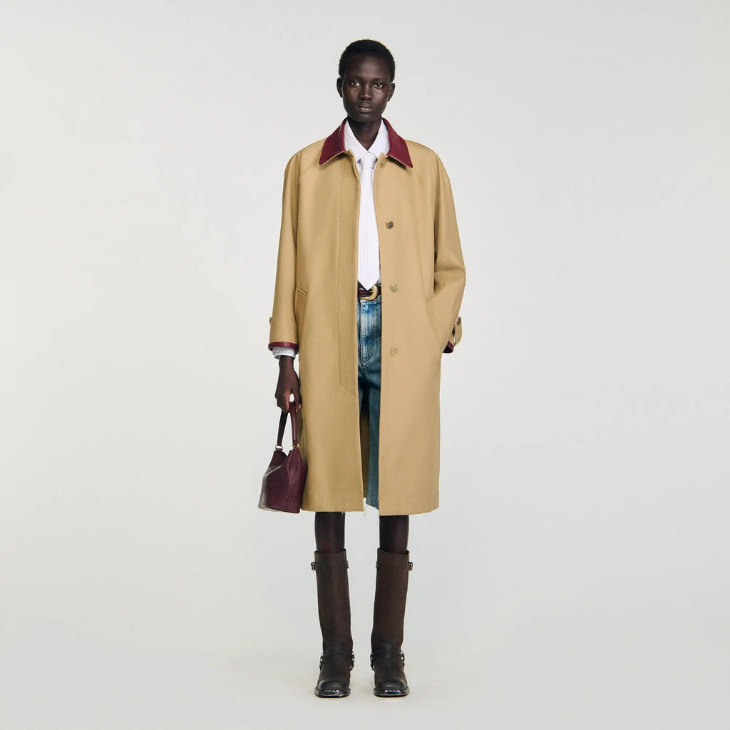 Trench-coat à col en cuir - CALVERO