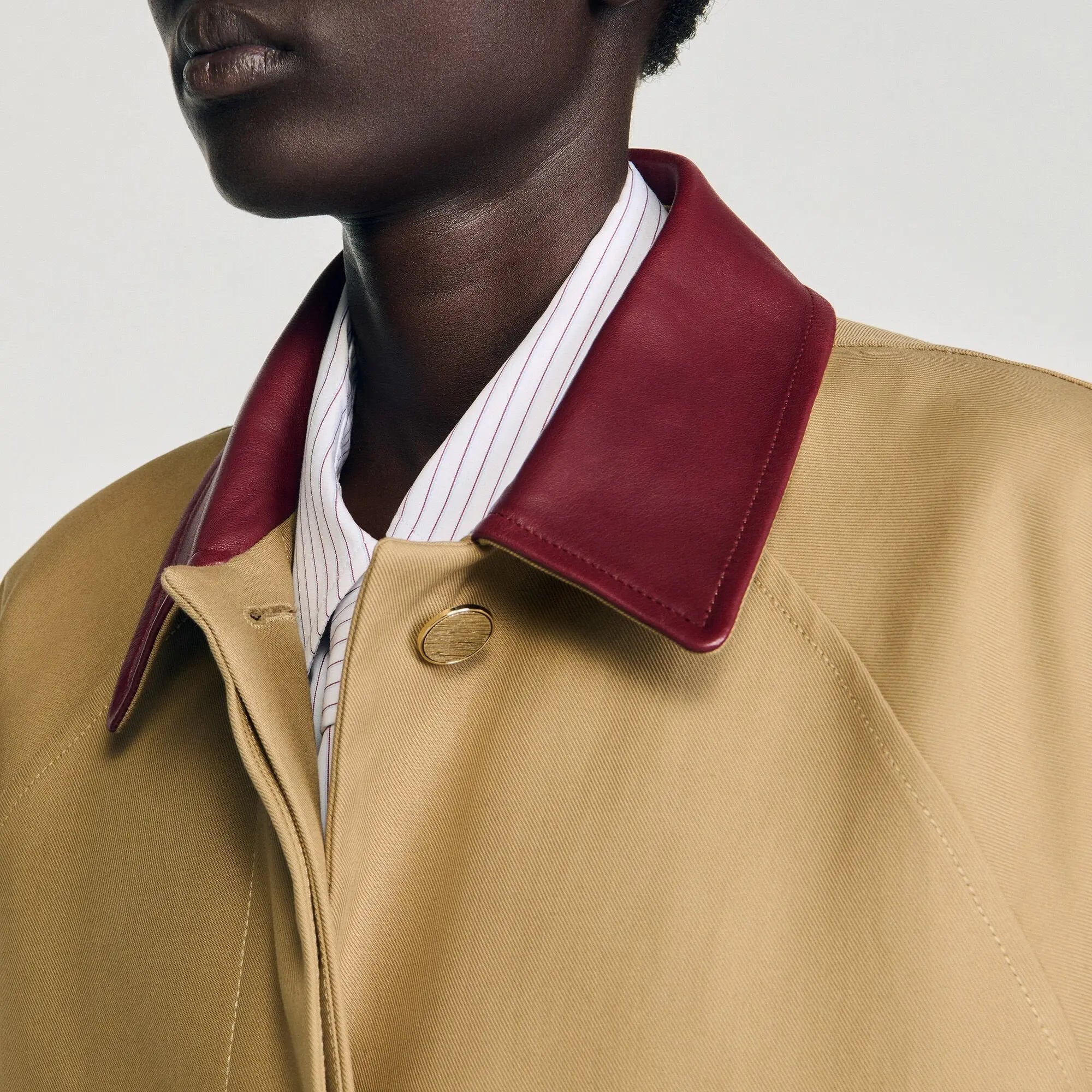 Trench-coat à col en cuir - CALVERO
