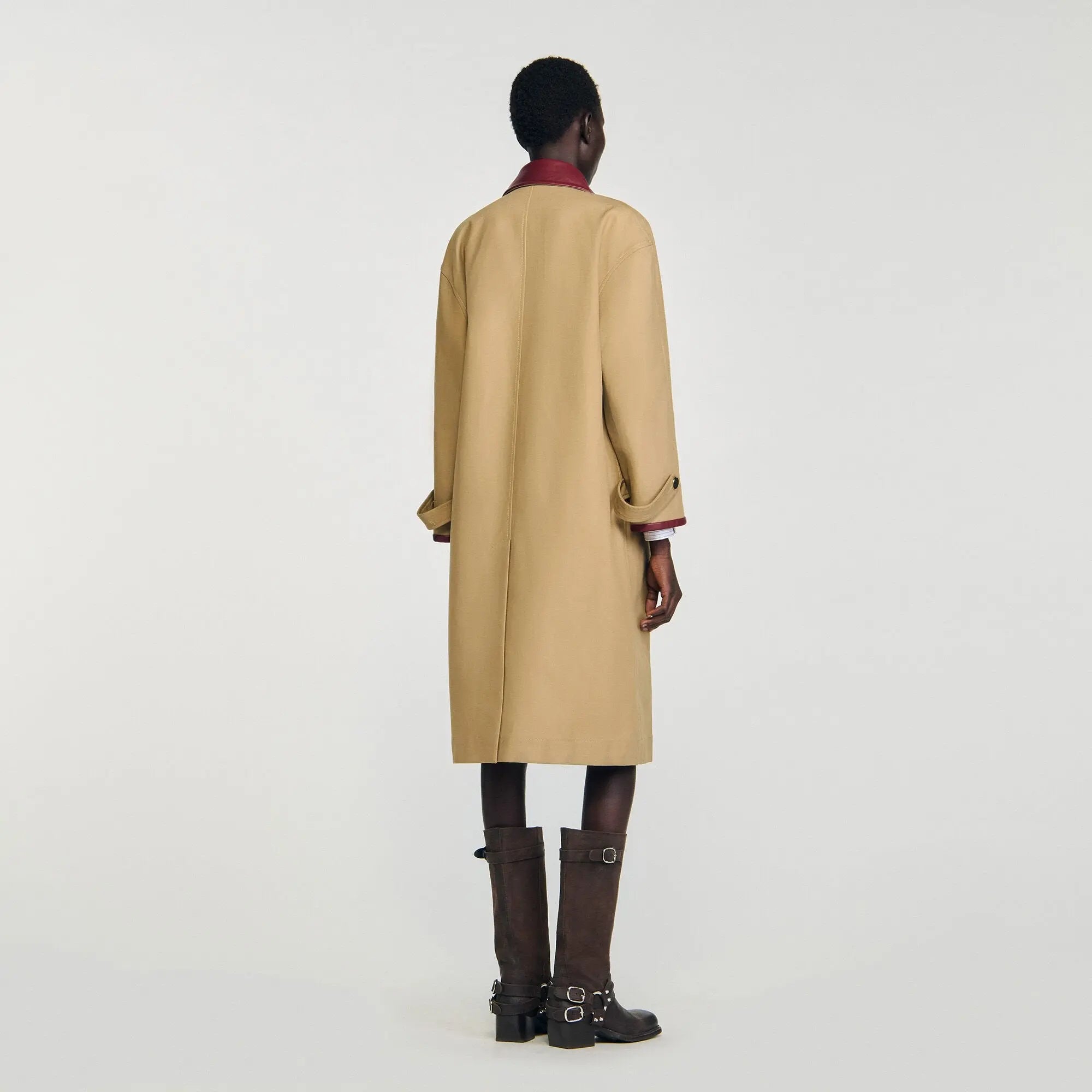 Trench-coat à col en cuir - CALVERO