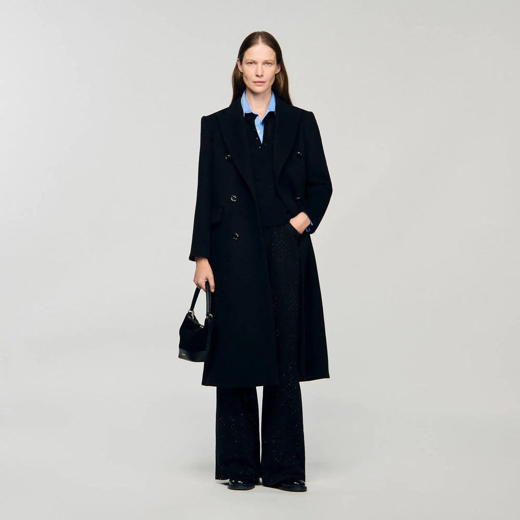 Manteau long à revers satiné - CALVERO