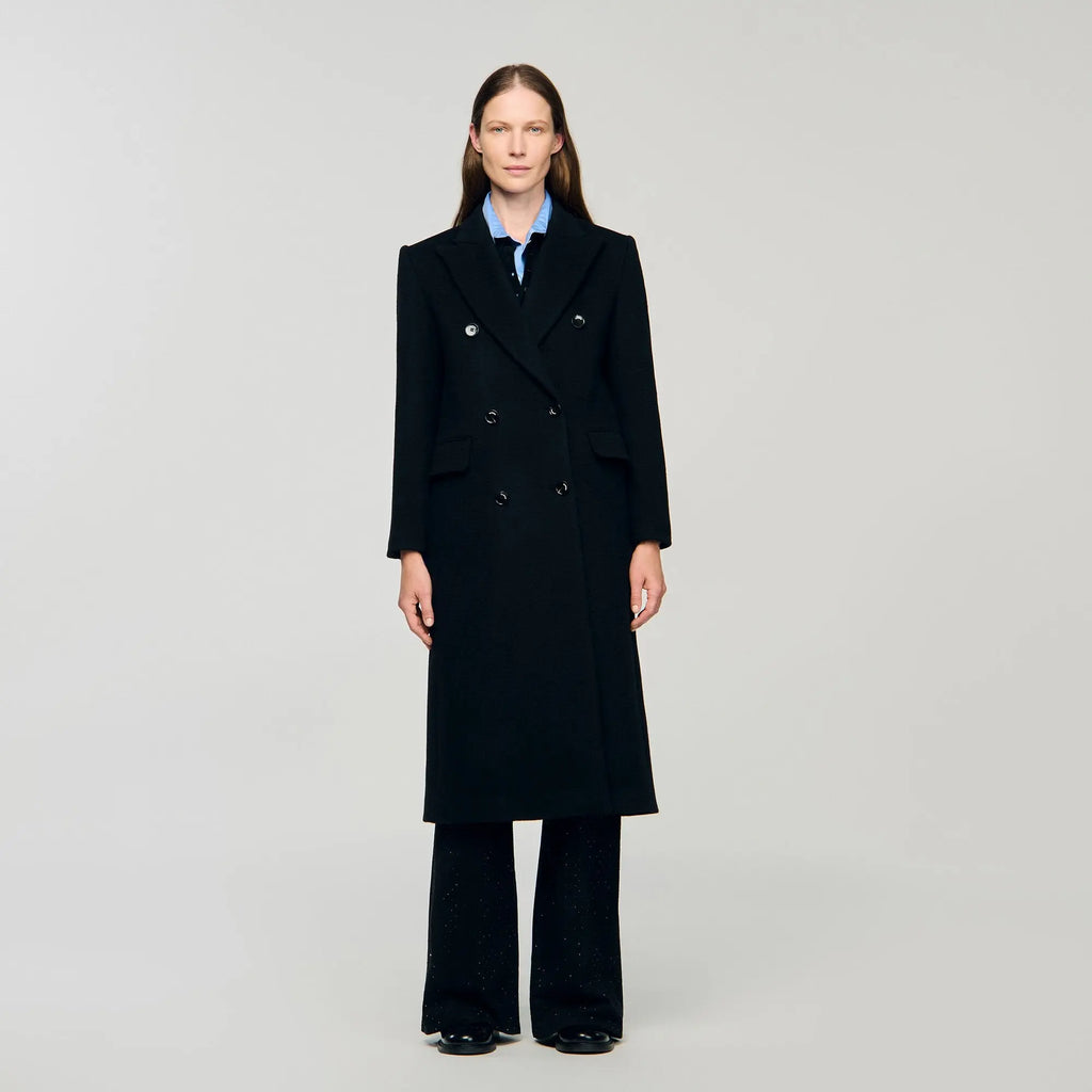 Manteau long à revers satiné - CALVERO