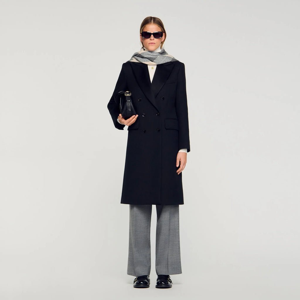 Manteau long à revers satiné - CALVERO