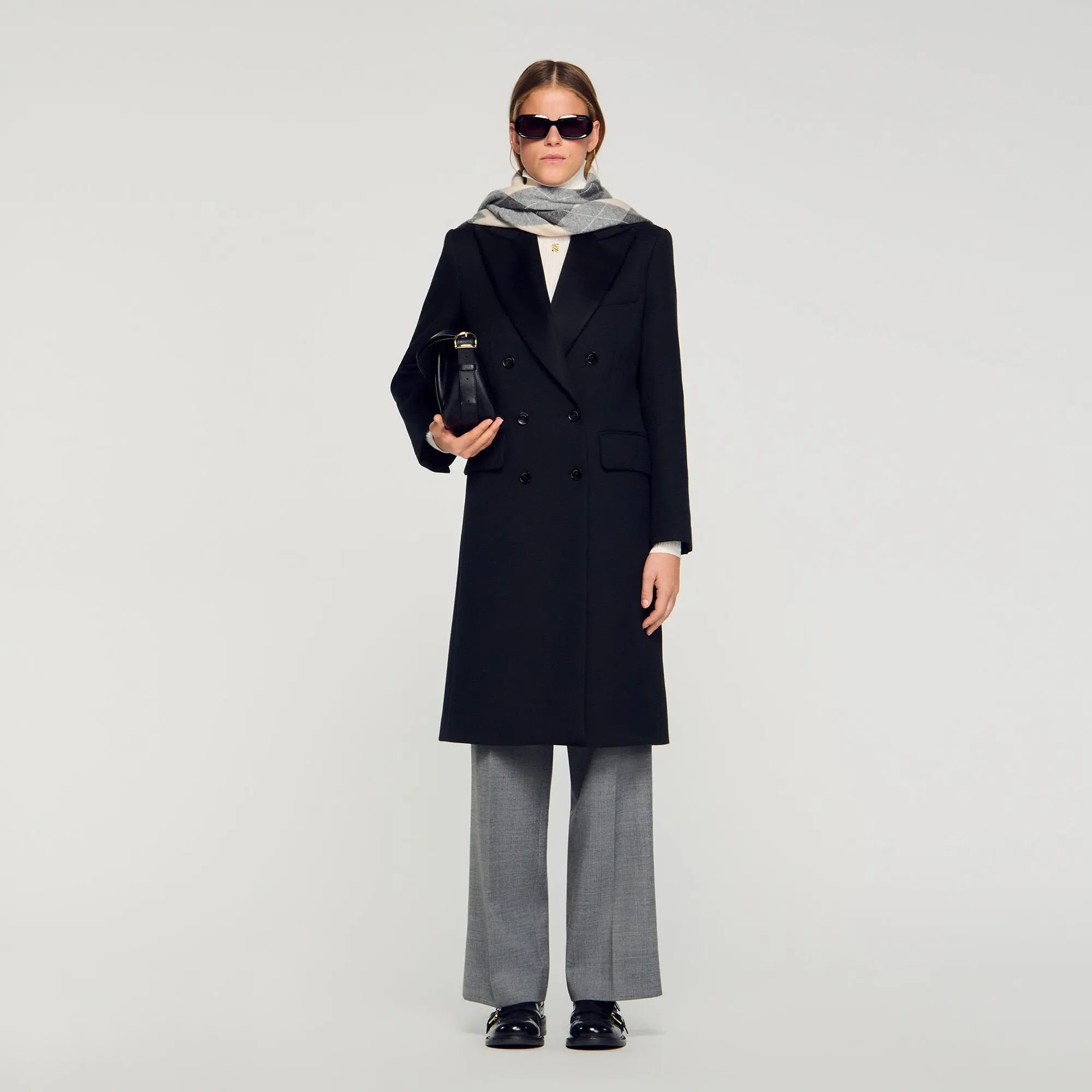 Manteau long à revers satiné - CALVERO
