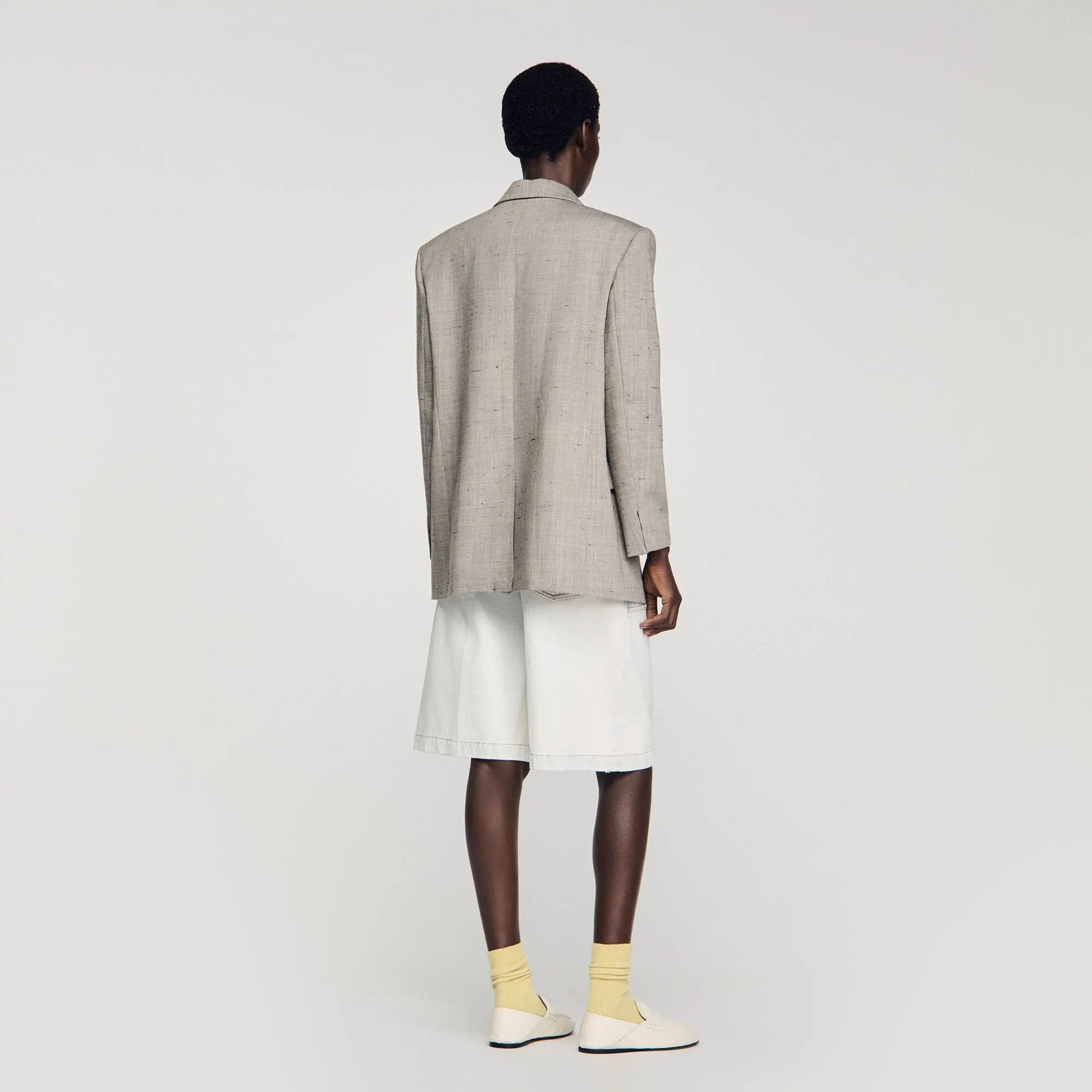 Veste en laine à carreaux et broche - CALVERO