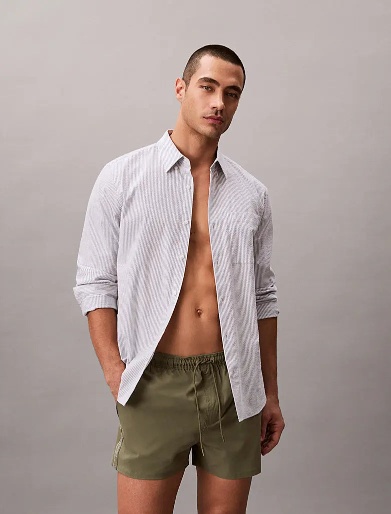 Short de bain court avec cordon de serrage - Logo Tape - CALVERO